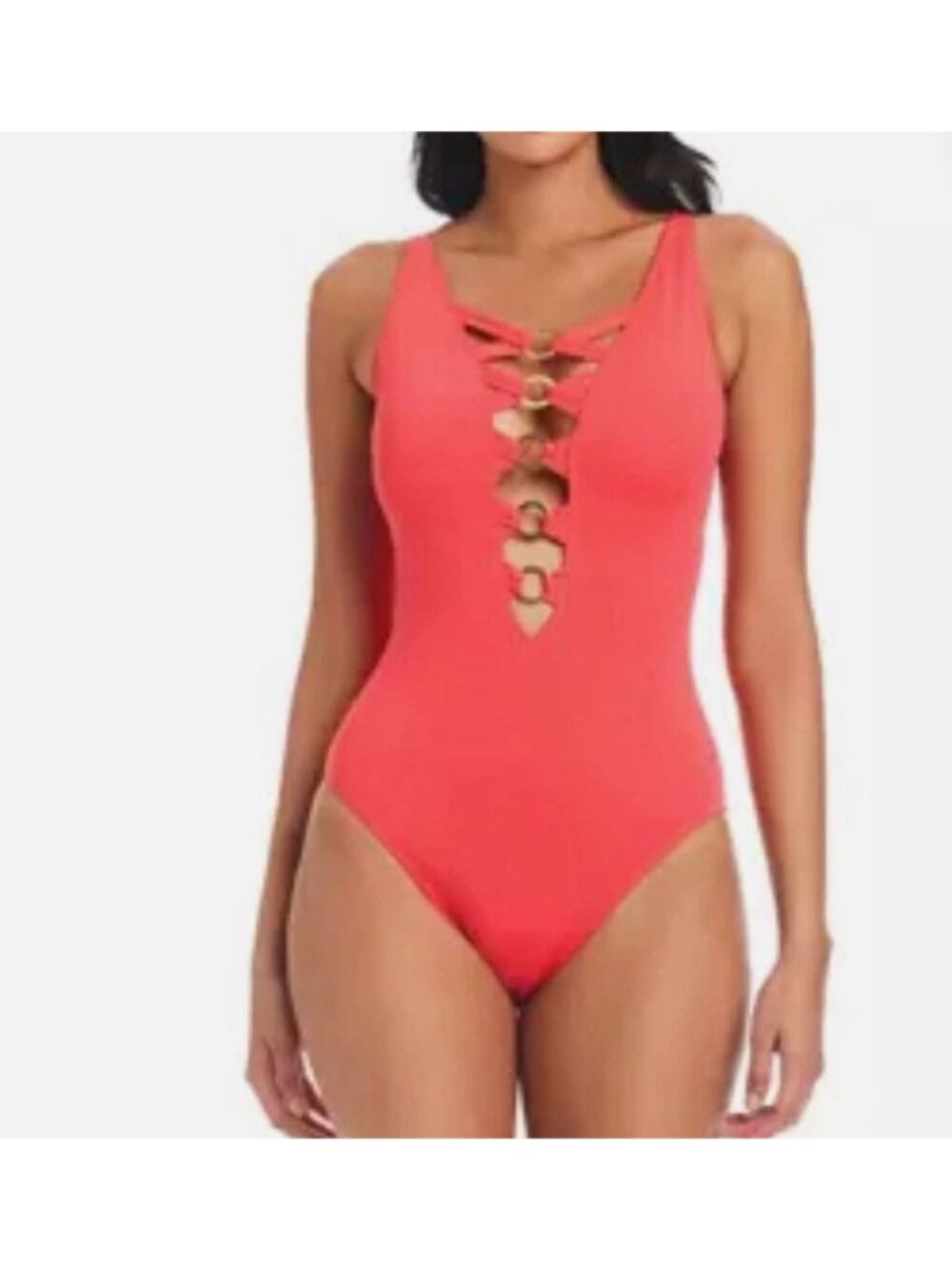New Bleu Rod Beattie Women's Size 8 Red One Piece with Gold detail
